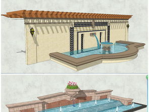 精品中式風(fēng)格水景墻與園林景觀墻設(shè)計與模型下載
